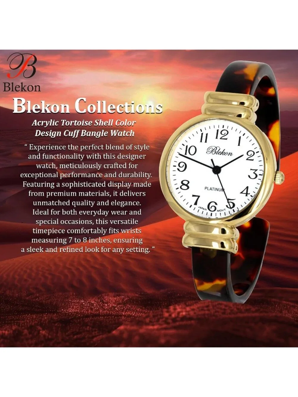 Women's Gold/Round Comfortable Shell Color Design Cuff Bangle Stylish Watch